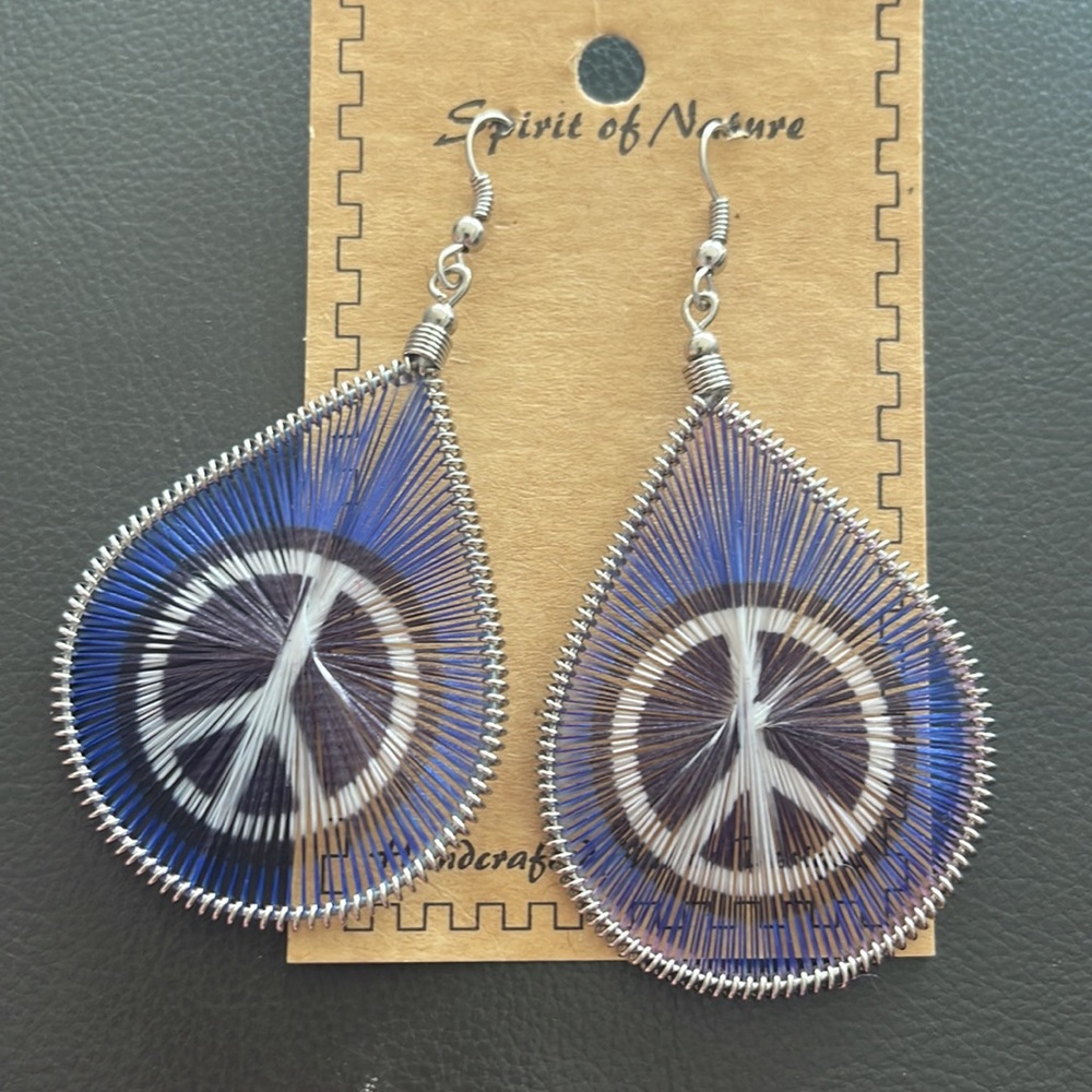 Spirit of Nature peace sign hippie earrings - Picture 2 of 4
